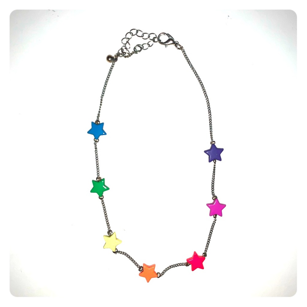 Rainbow star choker necklace